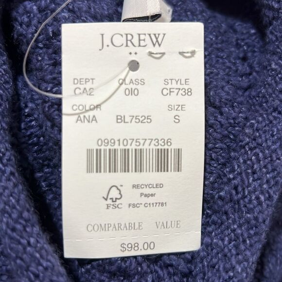 J. Crew Factory CF738 Navy Blue Mockneck cable-knit sweater size s NWT - Picture 5 of 10